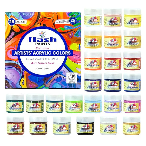 Flash Acrylic Paints - Set of 25 - 25ml each