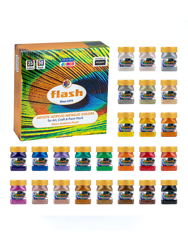 Flash Acrylic Metallic Basic Colors - Set of 25 - 50ml each