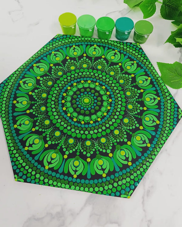 Enchanted Emerald Dot Mandala Art