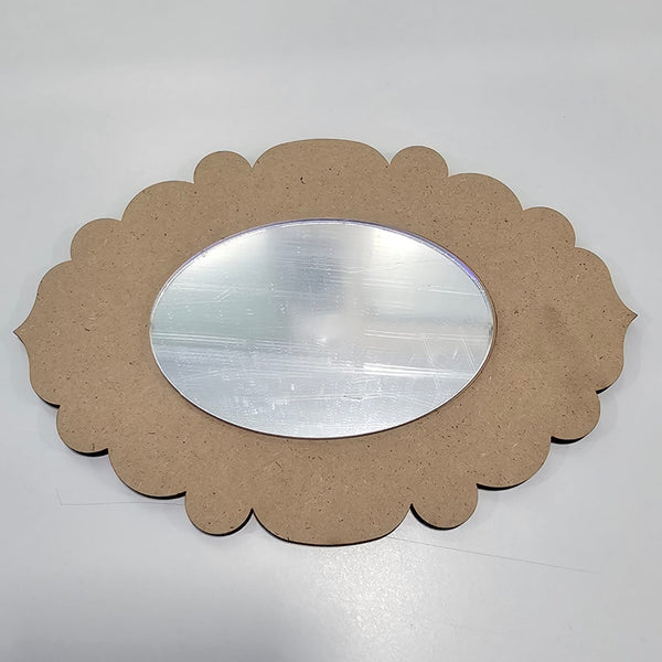 designer mdf oval shaped wall plate cutout with mirror