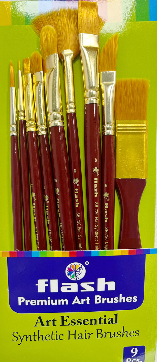 Flash 9 pieces Mixed Hobby Brush set