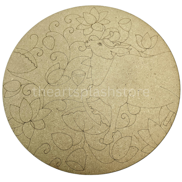 Premarked Pichwai Lotus Cow MDF Round Board